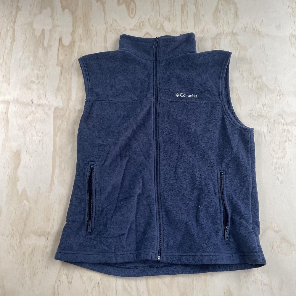 Columbia Vest Mens XL Blue Fleece Full Zip Pockets Casual Outdoor Warm
